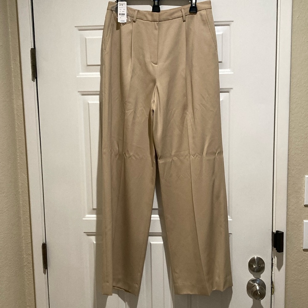 Brooks Brothers Wide-Leg Tailored Pants in Beige